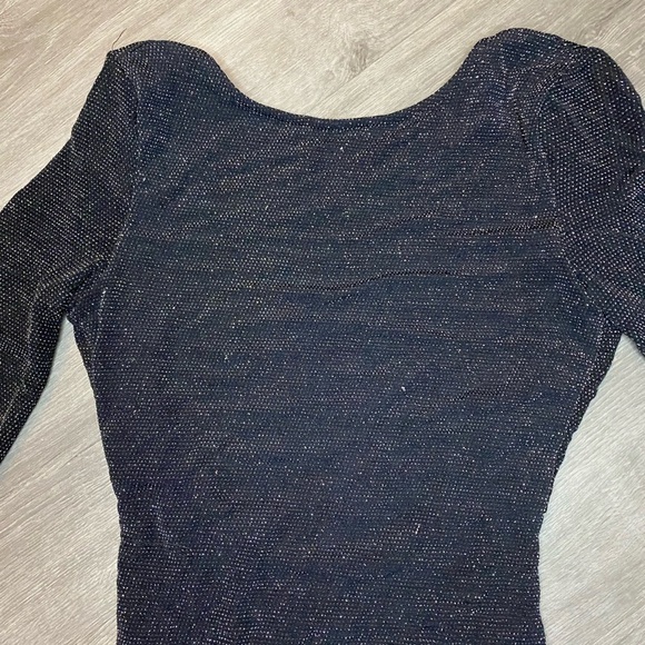 Lulus Gift of Love Black and Silver Backless Long Sleeve Bodycon Mini Dress - Picture 6 of 10